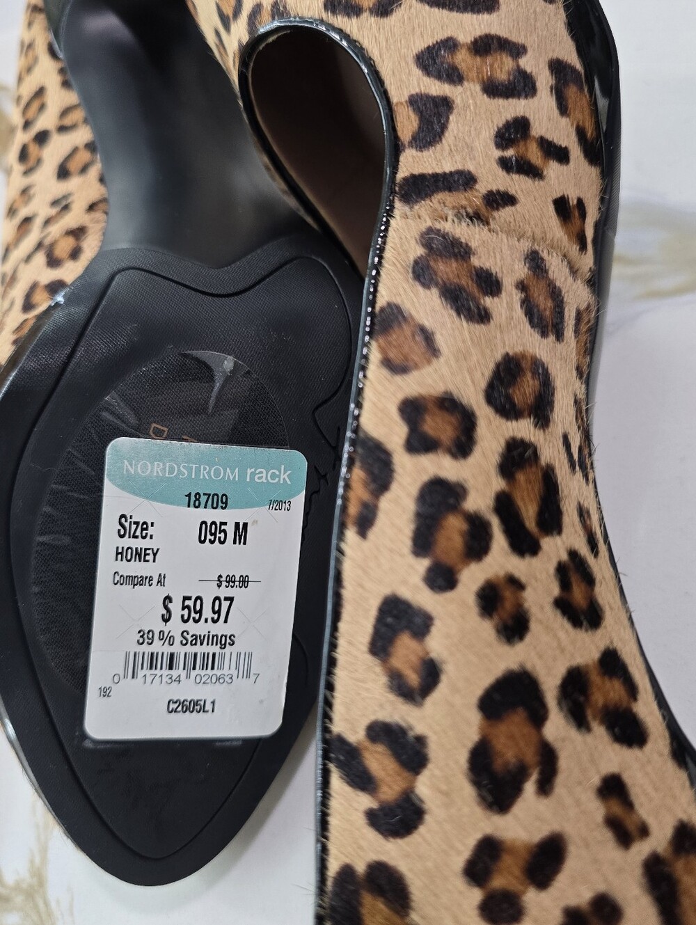 Franco Sarto Leopard Print Pumps with Black Patent Heel - Picture 5 of 11